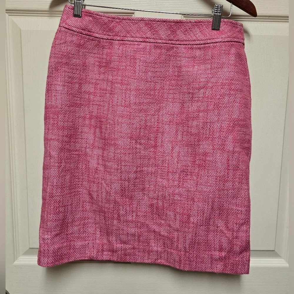 Talbots Womens Skirt Pink Textured Straight Lined Linen Blend Sz10p NWT